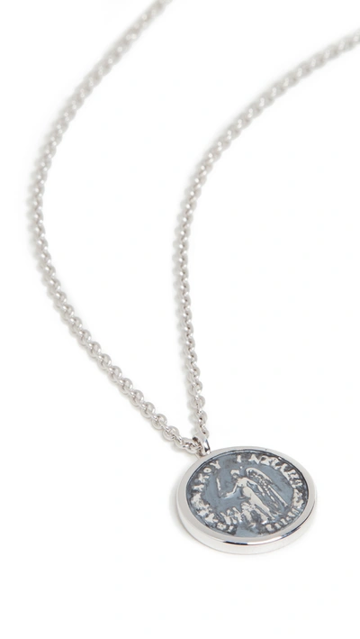 Shop Tom Wood Coin Pendant Angel Necklace In Sterling Silver