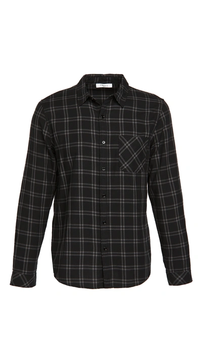 Shop Frame Long Sleeve Plaid Single Pocket Shirt In Noir Multi