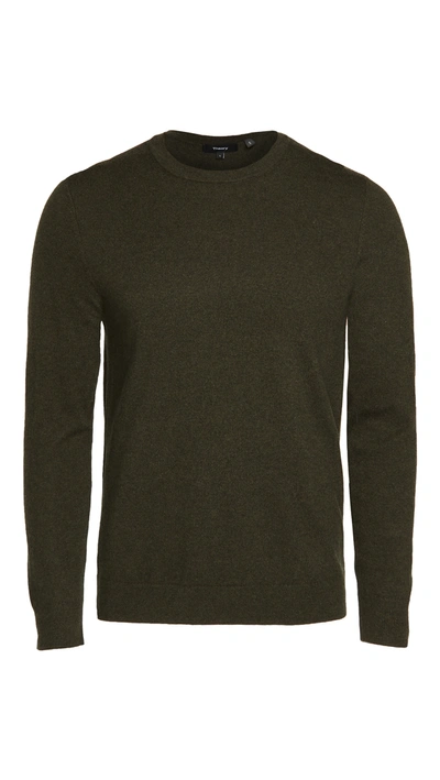 Shop Theory Hilles Cashmere Crew Neck Sweater In Grove Melange