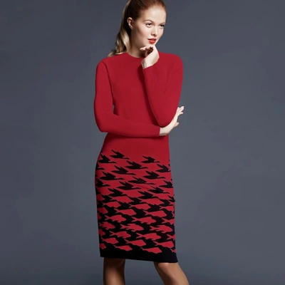 RUMOUR LONDON WOMEN'S SEA & SKY KNITTED JACQUARD DRESS IN RED 
