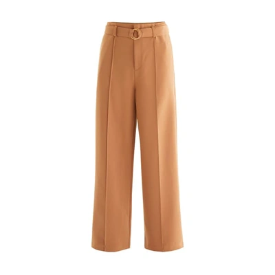 Shop Paisie Wide Leg Trousers With Belt In Camel
