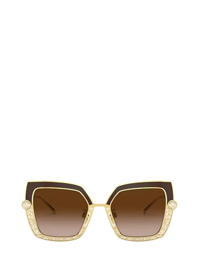 Shop Dolce & Gabbana Dg2251h Brown Sunglasses In 132013