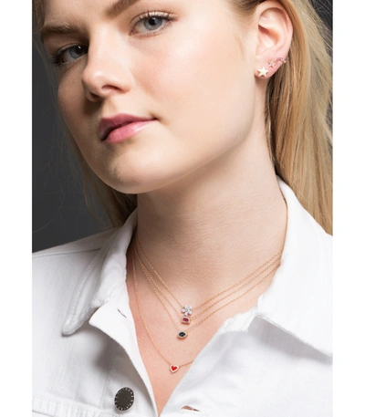 Shop Alison Lou Red Enamel And Diamond Heart Necklace In Ylwgold