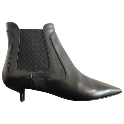 Pre-owned Emporio Armani Leather Ankle Boots In Black