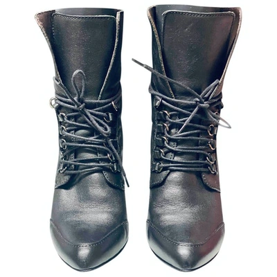 Pre-owned Hugo Boss Leather Boots In Black