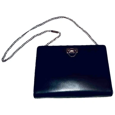Pre-owned Ferragamo Black Leather Clutch Bag