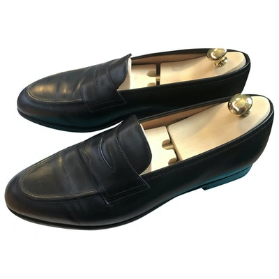 Pre-owned Edward Green Leather Flats In Black