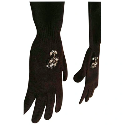 Pre-owned Lana Wool Long Gloves In Brown