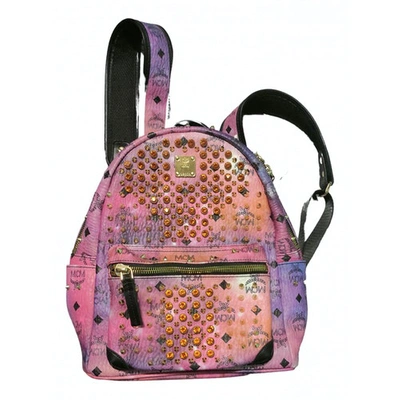 Pre-owned Mcm Stark Pink Leather Backpack