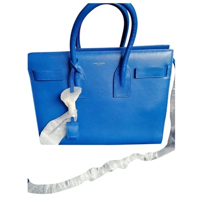 Pre-owned Saint Laurent Jane Blue Leather Handbag