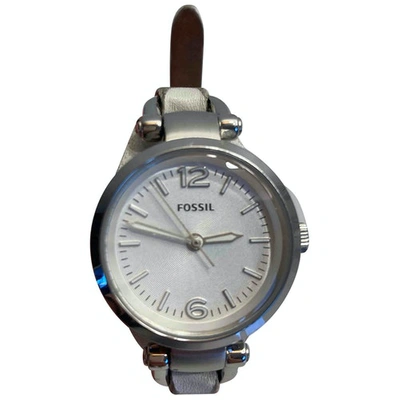 Pre-owned Fossil White Steel Watch