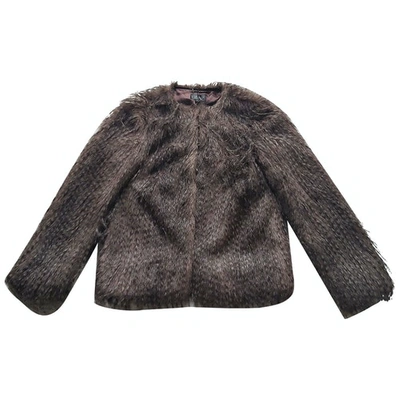 Pre-owned Topshop Faux Fur Jacket In Brown