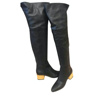 Pre-owned Sergio Rossi Leather Boots In Black