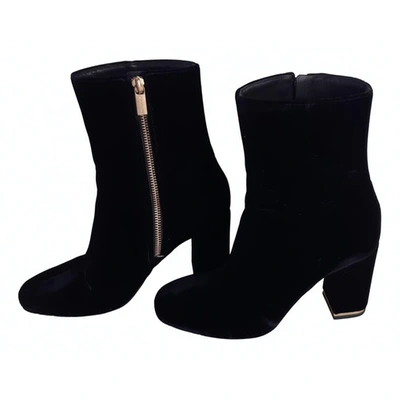 Pre-owned Michael Kors Velvet Ankle Boots In Black
