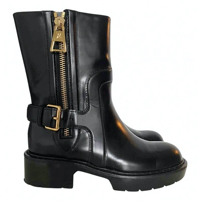 Pre-owned Louis Vuitton Leather Biker Boots In Black