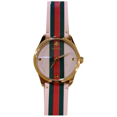 Pre-owned Gucci G-timeless Pink Steel Watch