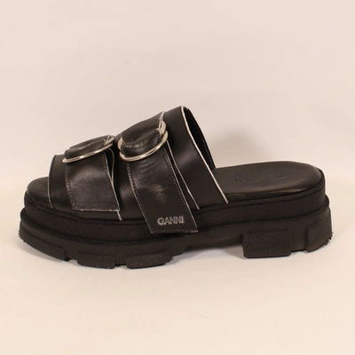 Pre-owned Ganni Black Leather Heels