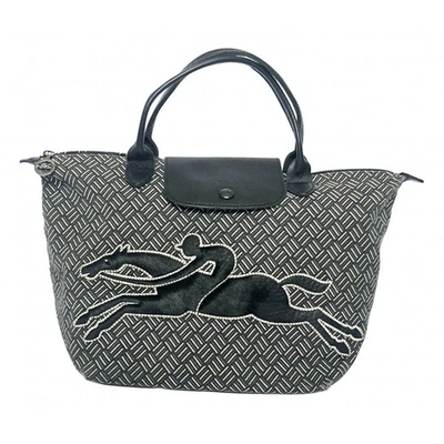 Pre-owned Longchamp Tweed Tote In Grey