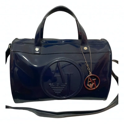 Pre-owned Giorgio Armani Blue Patent Leather Clutch Bag