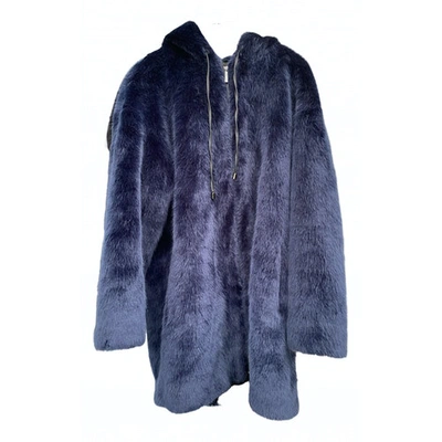 Pre-owned Essentiel Antwerp Faux Fur Coat In Blue