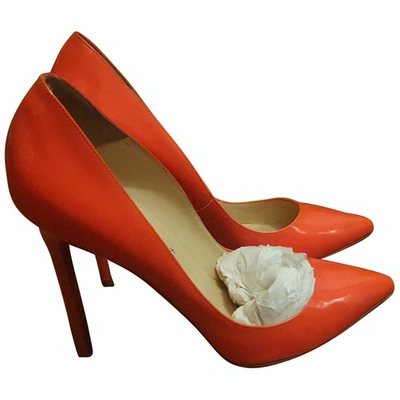 Pre-owned Christian Louboutin Pigalle Orange Leather Heels