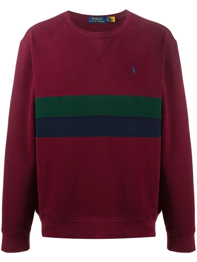Shop Polo Ralph Lauren Color-block Stripe Sweatshirt In Red