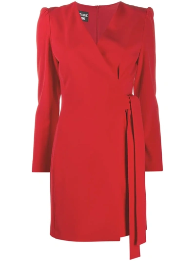 Shop Boutique Moschino Tie-side Mini Dress In Red