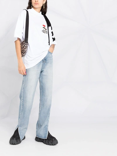 Shop Palm Angels Logo Graphic Print Top In White