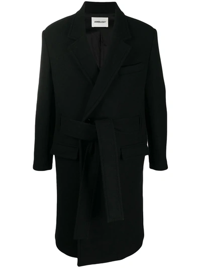 Shop Ambush Belted Double-breasted Coat In Black