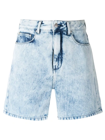 Shop Amapô Silvana Pleated Denim Shorts In Blue