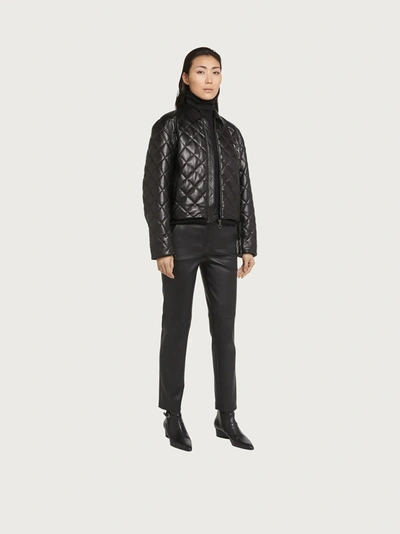 Shop Ferragamo Nappa Bomber With Quilted Stitching In Black