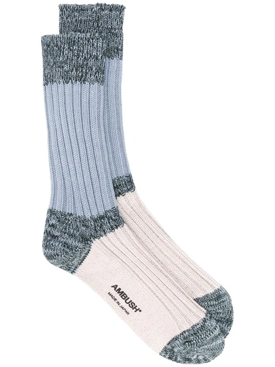 Shop Ambush Block Colour Knitted Socks In Blue