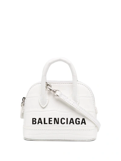 Shop Balenciaga Ville Leather Handbag In White