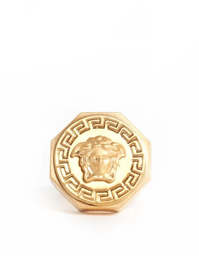 Shop Versace Medusa Ring In Gold Color