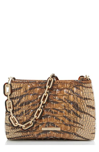 Shop Brahmin Mod Lorelei Tiger Stripe Croc Embossed Leather Shoulder Bag In Feline Ombre Melbourne