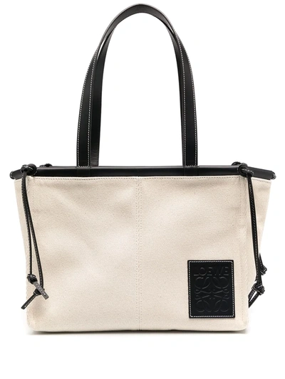 Shop Loewe Contrast Trim Tote Bag In Neutrals