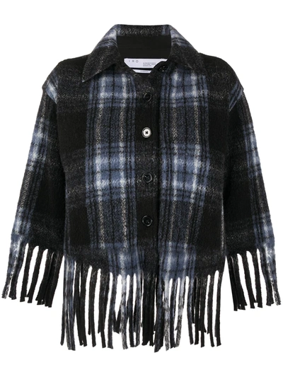 Shop Iro Banthry Checked Fringe-trimmed Jacket In Black