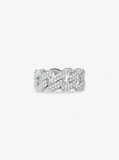 Shop Michael Kors Precious Metal-plated Sterling Silver Pavé Curb Link Ring
