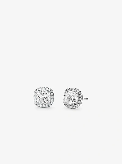 Shop Michael Kors Precious Metal-plated Sterling Silver Pavé Stud Earrings