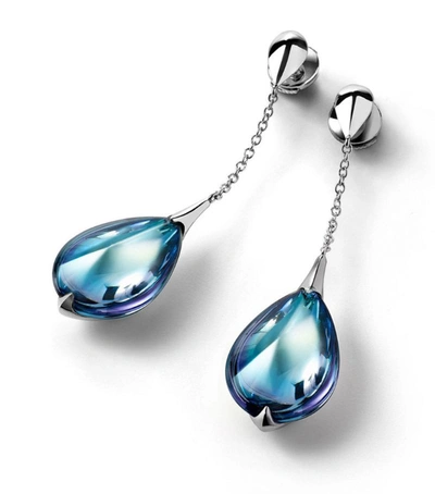 Shop Baccarat Sterling Silver Fleurs De Psydelic Aqua Mirror Drop Earrings In Multi