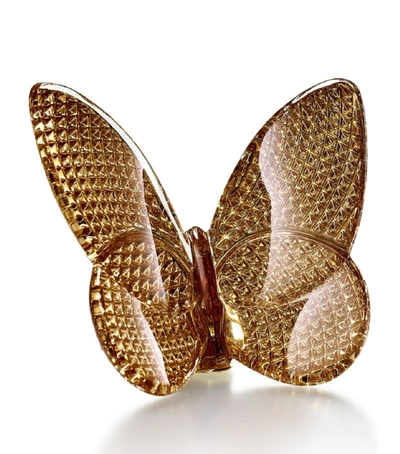 Shop Baccarat Papillon Lucky Butterfly Diamond Gold Ornament In Clear
