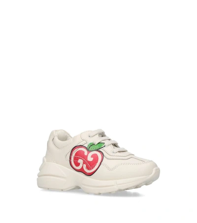 Shop Gucci Kids Leather Gg Apple Sneakers