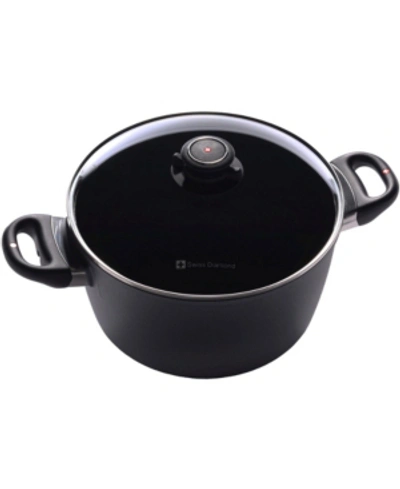 Shop Swiss Diamond Hd Induction Soup Pot With Lid In Black