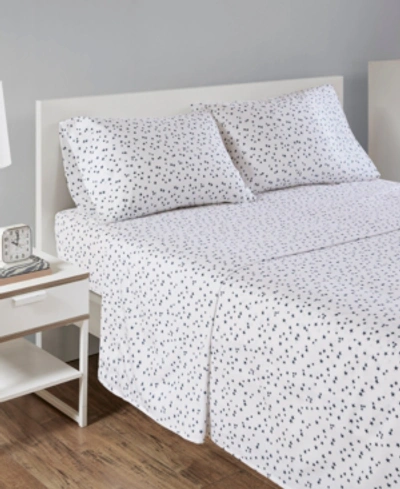 Intelligent Design Novelty Print Cotton Flannel Queen Sheet Set Bedding In Blue Stars