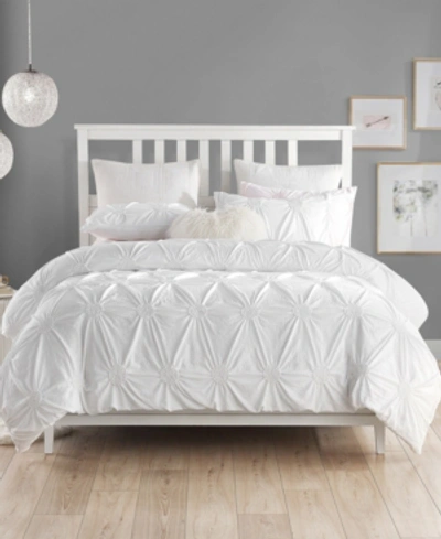 Shop Cathay Home Inc. Charming Ruched Rosette Duvet Cover Set In White