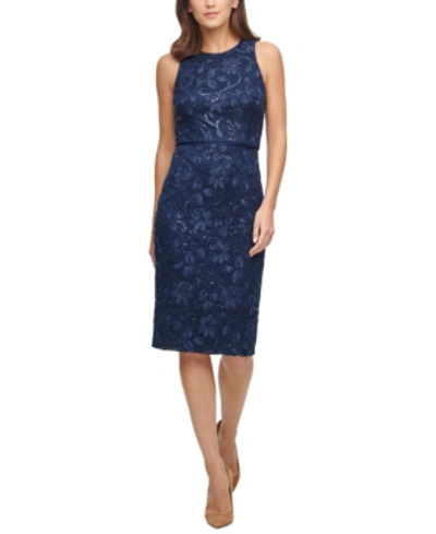 Shop Vince Camuto Lace Bodycon Dress In Navy