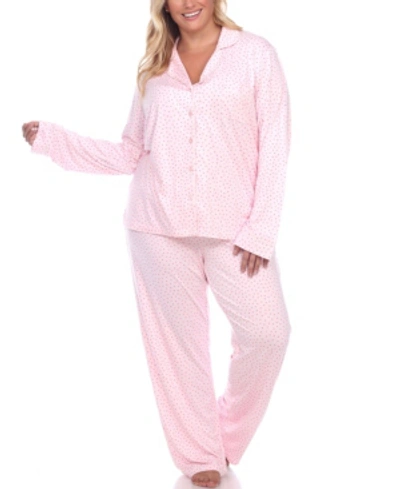 Shop White Mark Women's Plus Size Pajama Set, 2 Piece In Pink