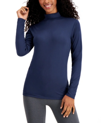 Shop 32 Degrees Base Layer Mock-neck Top In Navy Night