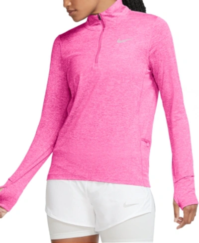 Shop Nike Women's Element Dri-fit Half-zip Running Top In Hyper Pink/pink Glow/htr/reflective Silv