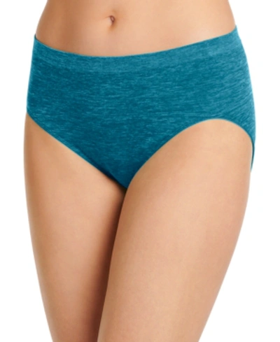 Shop Jockey Smooth And Shine Seamfree Heathered Hi Cut Underwear 2188, Available In Extended Sizes In Really Teal